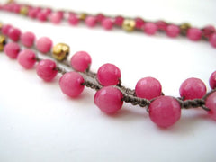 Rich Deep Pink Beads with Druze Pendant